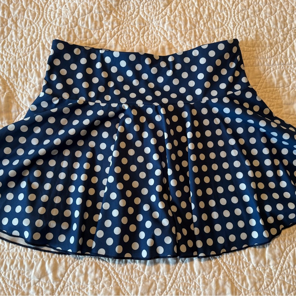 Polka Dot Skater Skirt - Blue and White